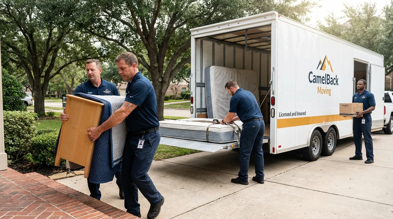 Crew loading residential truck for cross-state move from Wedowee, AL