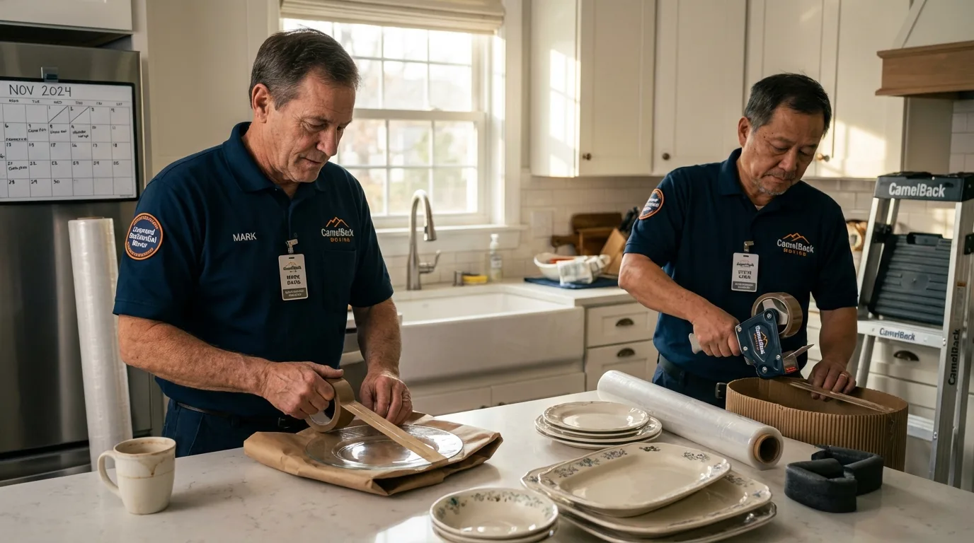 Professional crew packing kitchen dishware in Wedowee, AL